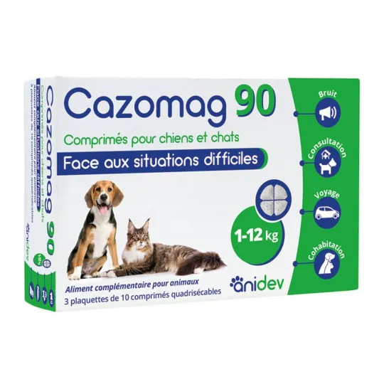 Anidev Cazomag 90 - compléments apaisants chien & chat 1-12kg
