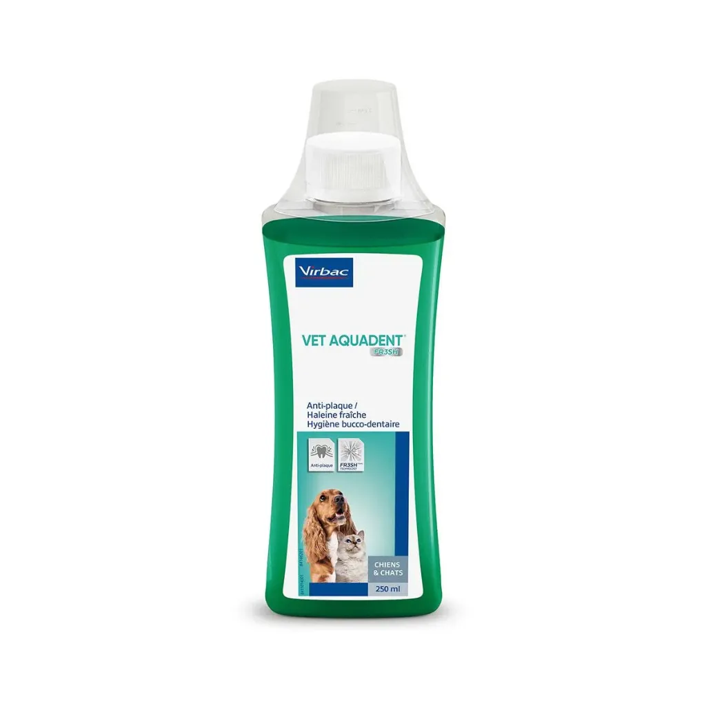 VIRBAC Vet Aquadent Fresh lotion Hygiène Bucco-dentaire pour chien & chat - Flacon de 250 ml