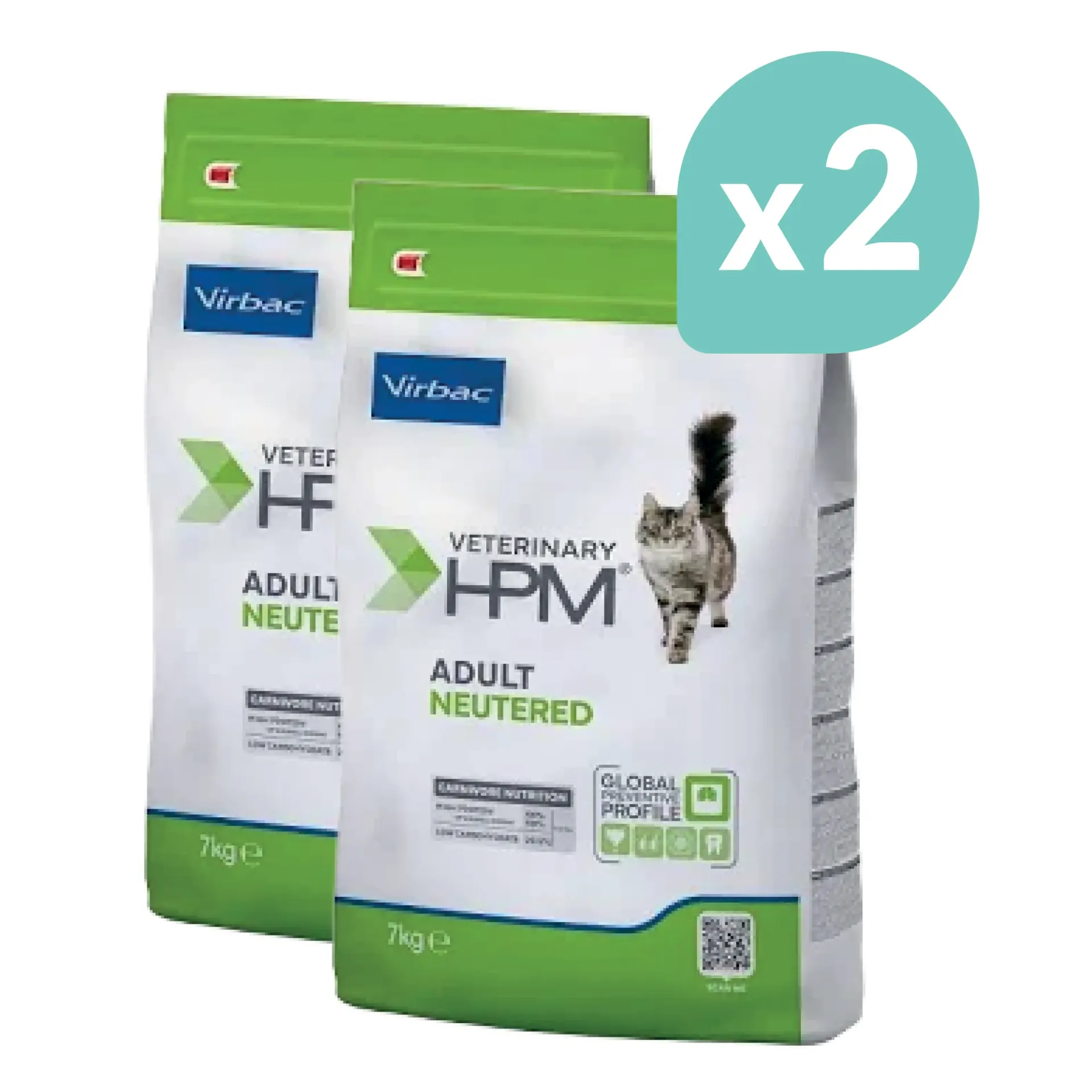 VIRBAC VETERINARY HPM Neutered Adult pour chat - 2x7kg