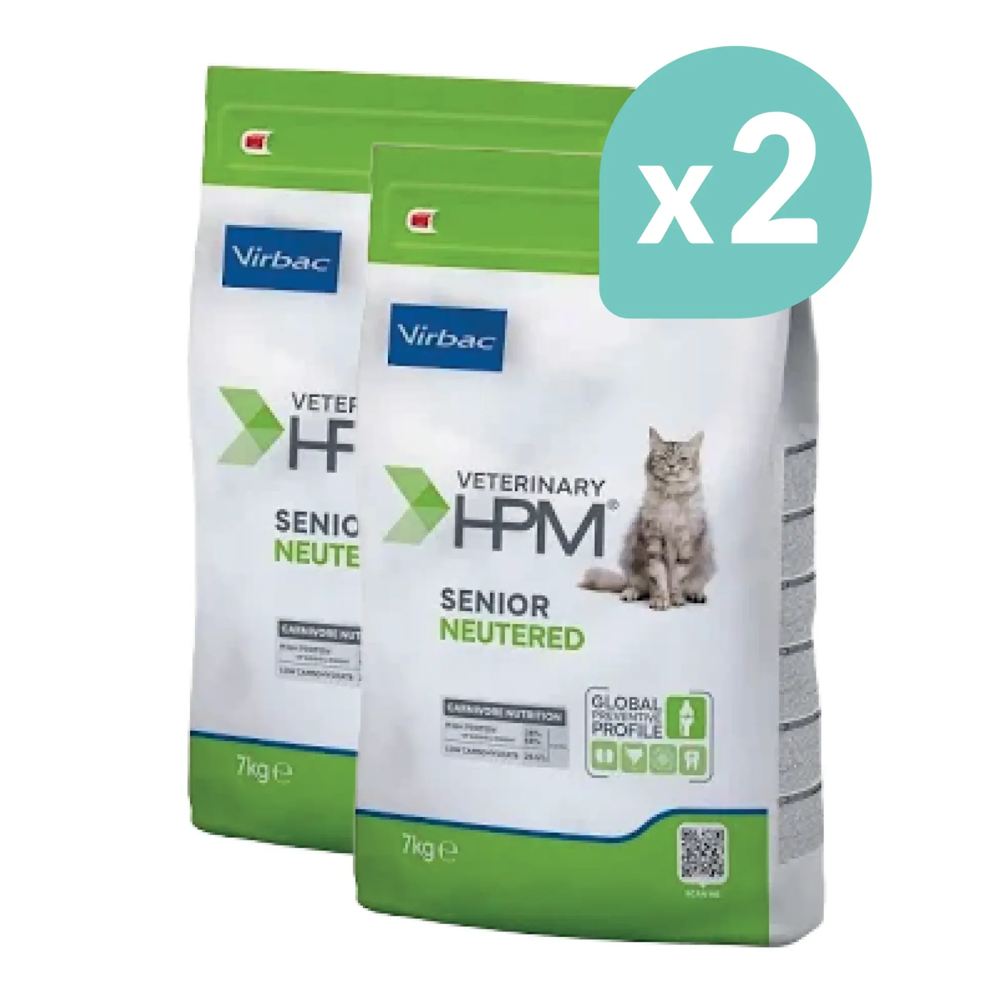 VIRBAC VETERINARY HPM Neutered Senior pour chat - 2x7kg