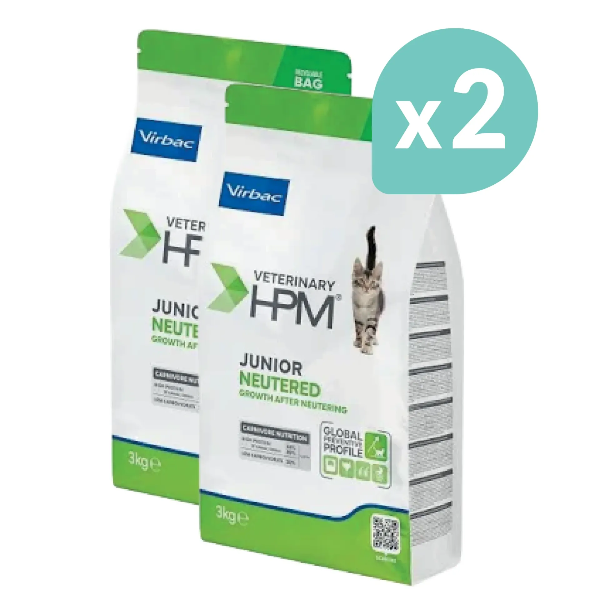 Virbac Veterinary HPM Junior Neutered Chaton - 2x3kg