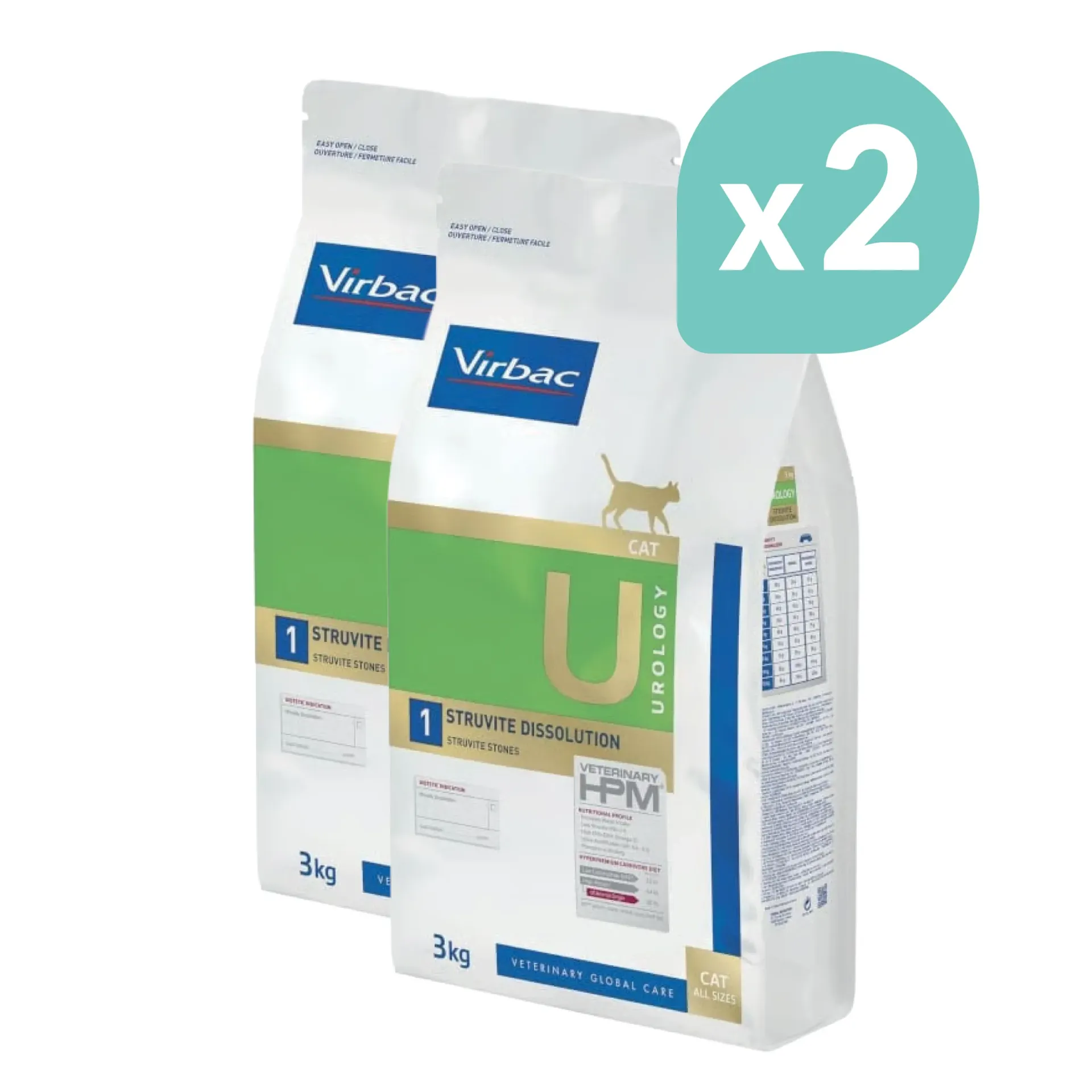 VIRBAC VETERINARY HPM U Urology 1 Struvite Dissolution pour chat - 2x3kg