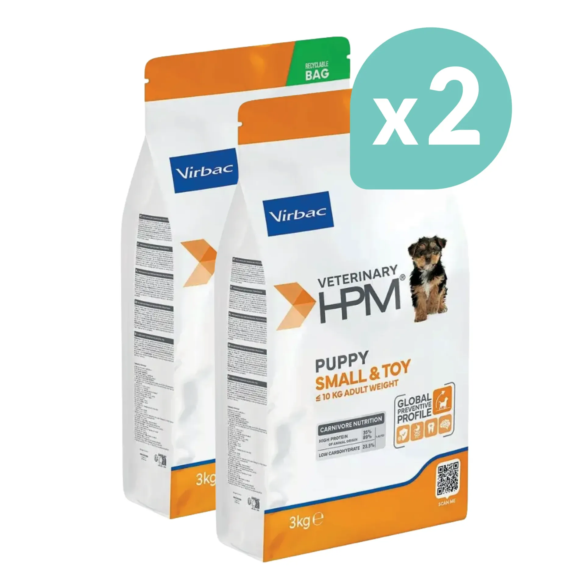 VIRBAC VETERINARY HPM Small & Toy Puppy pour chien - 2x3kg