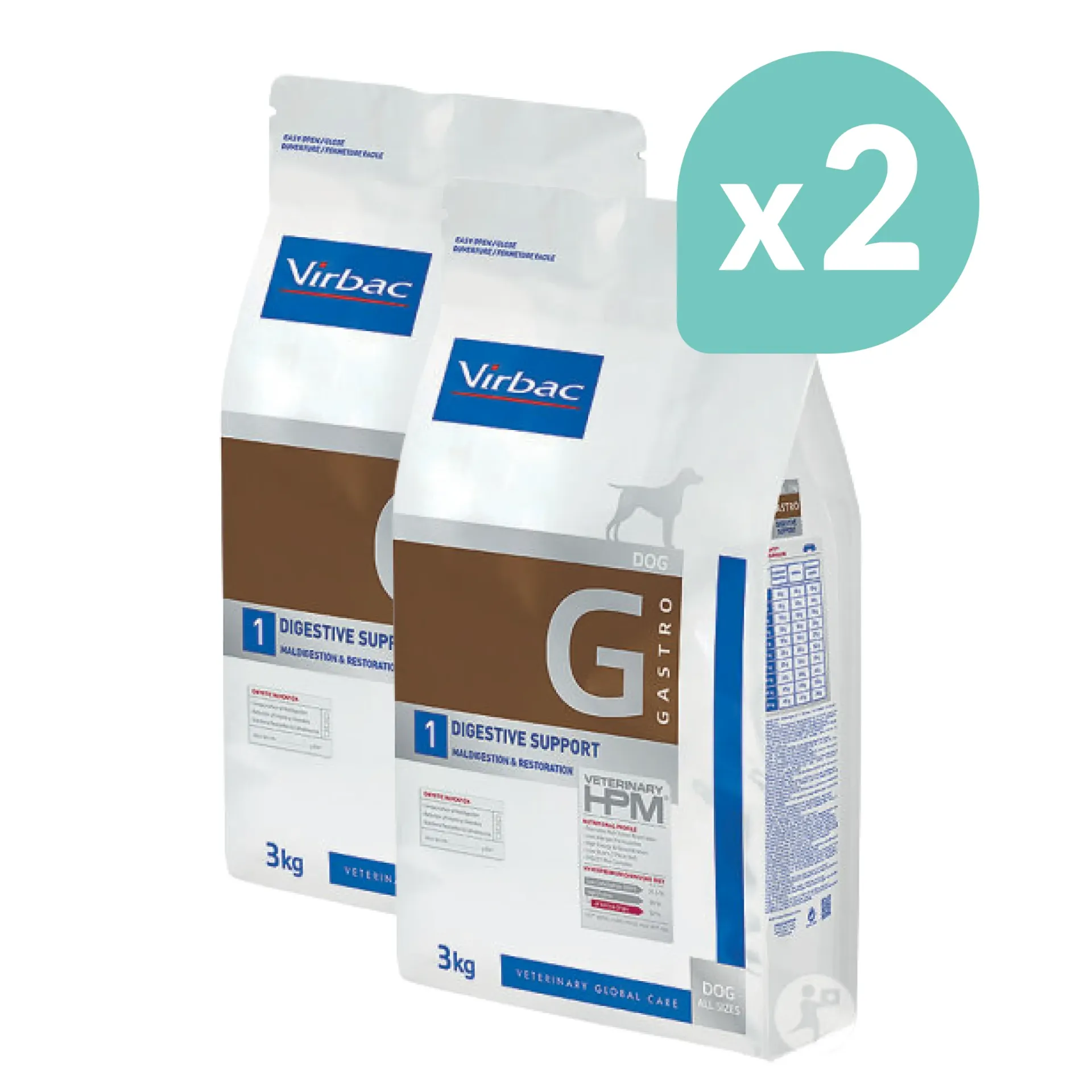 VIRBAC VETERINARY HPM G Gastro 1 Digestive Support pour chien - 2x3kg