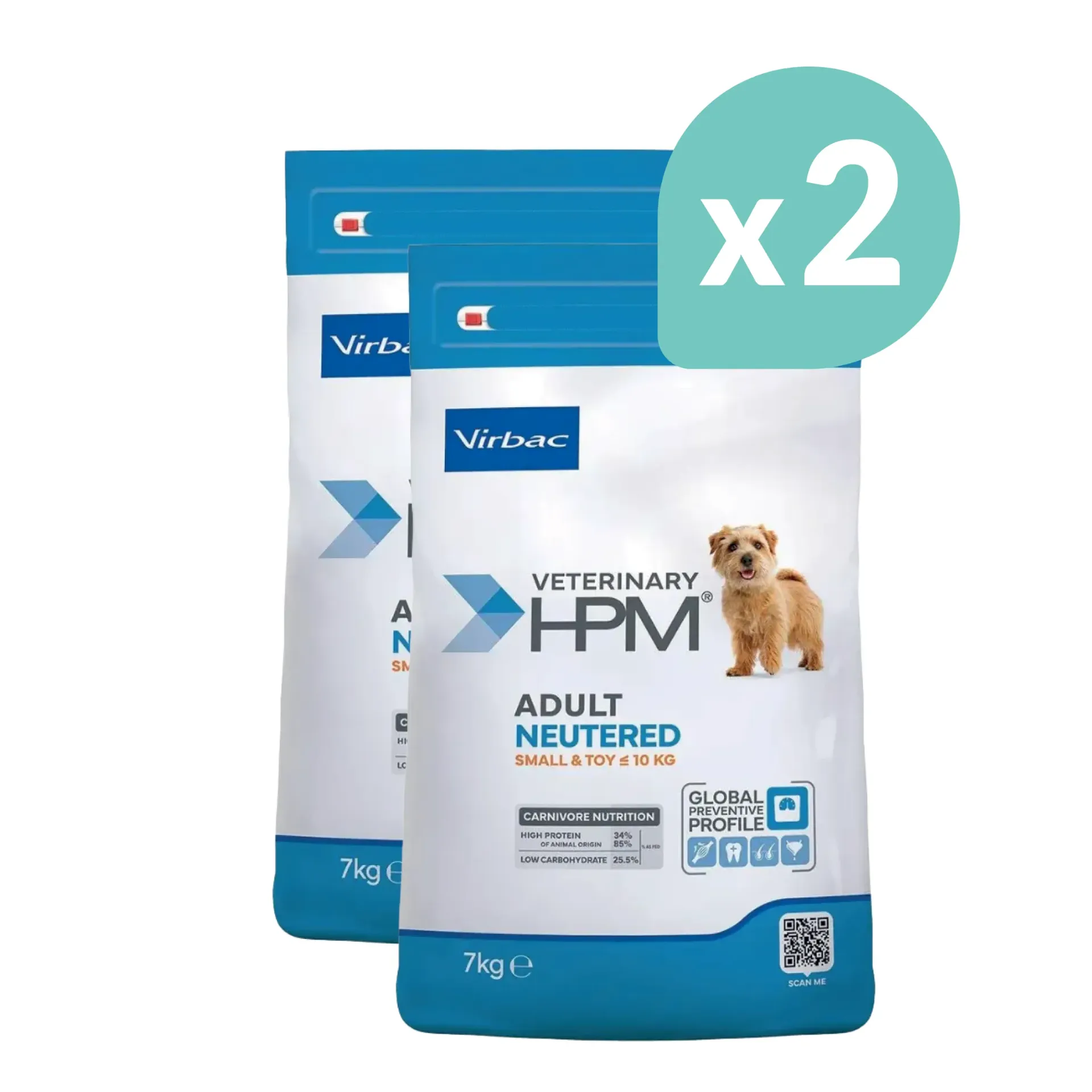 VIRBAC VETERINARY HPM Neutered Small & Toy Adult pour chien - 2x7kg