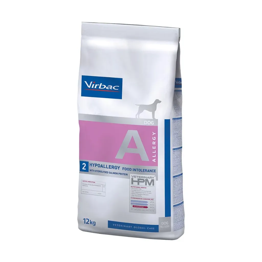 VIRBAC VETERINARY HPM A Allergy 2 Hypoallergy Food Intolerance au saumon pour chien - Sac de 12 kg