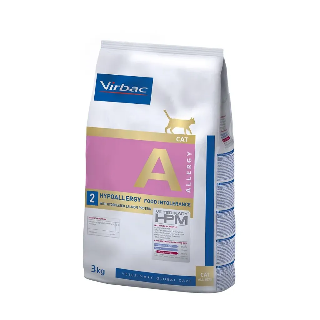 [VIRB-4] VIRBAC VETERINARY HPM A Allergy 2 Hypoallergy Food Intolerance au saumon pour chat - Sac de 3 kg