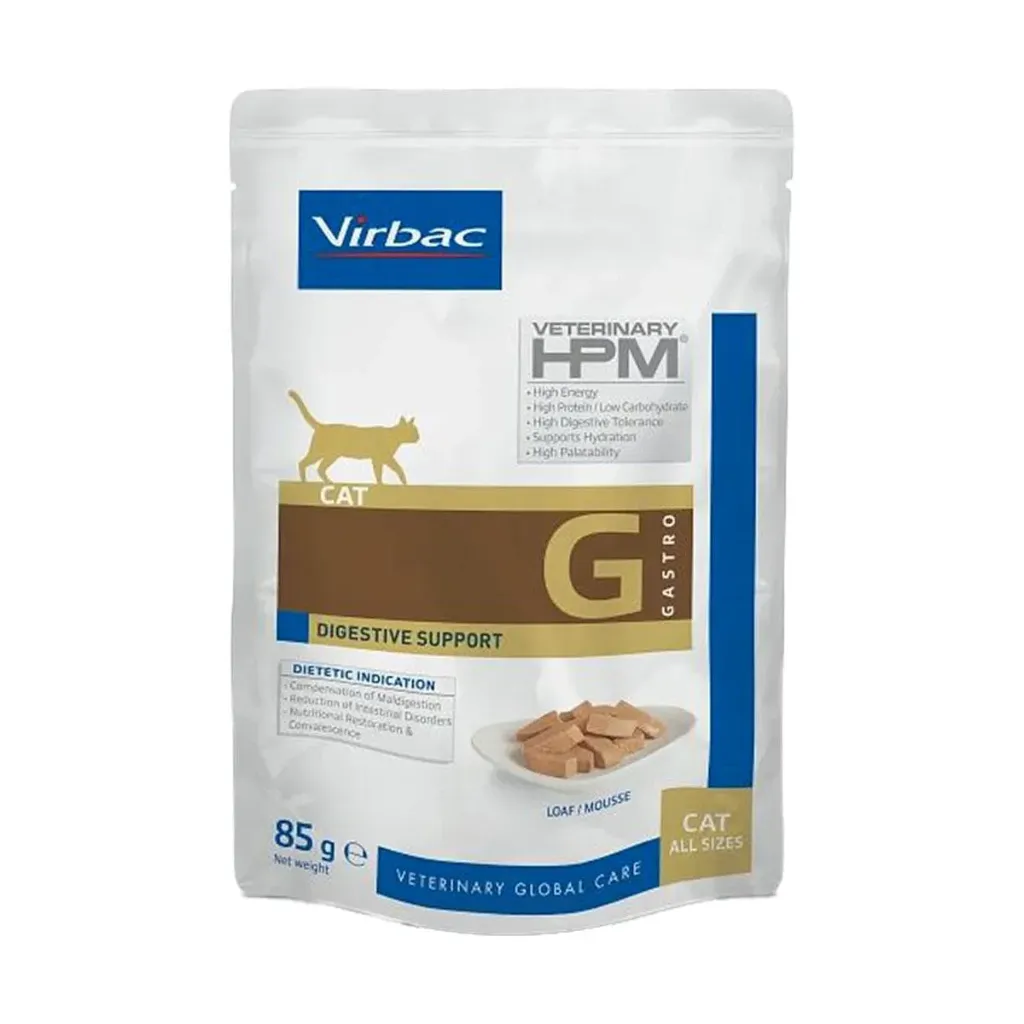 [32146] VIRBAC VETERINARY HPM G Gastro 1 Digestive Support humide pour chat - 12 sachets de 85g