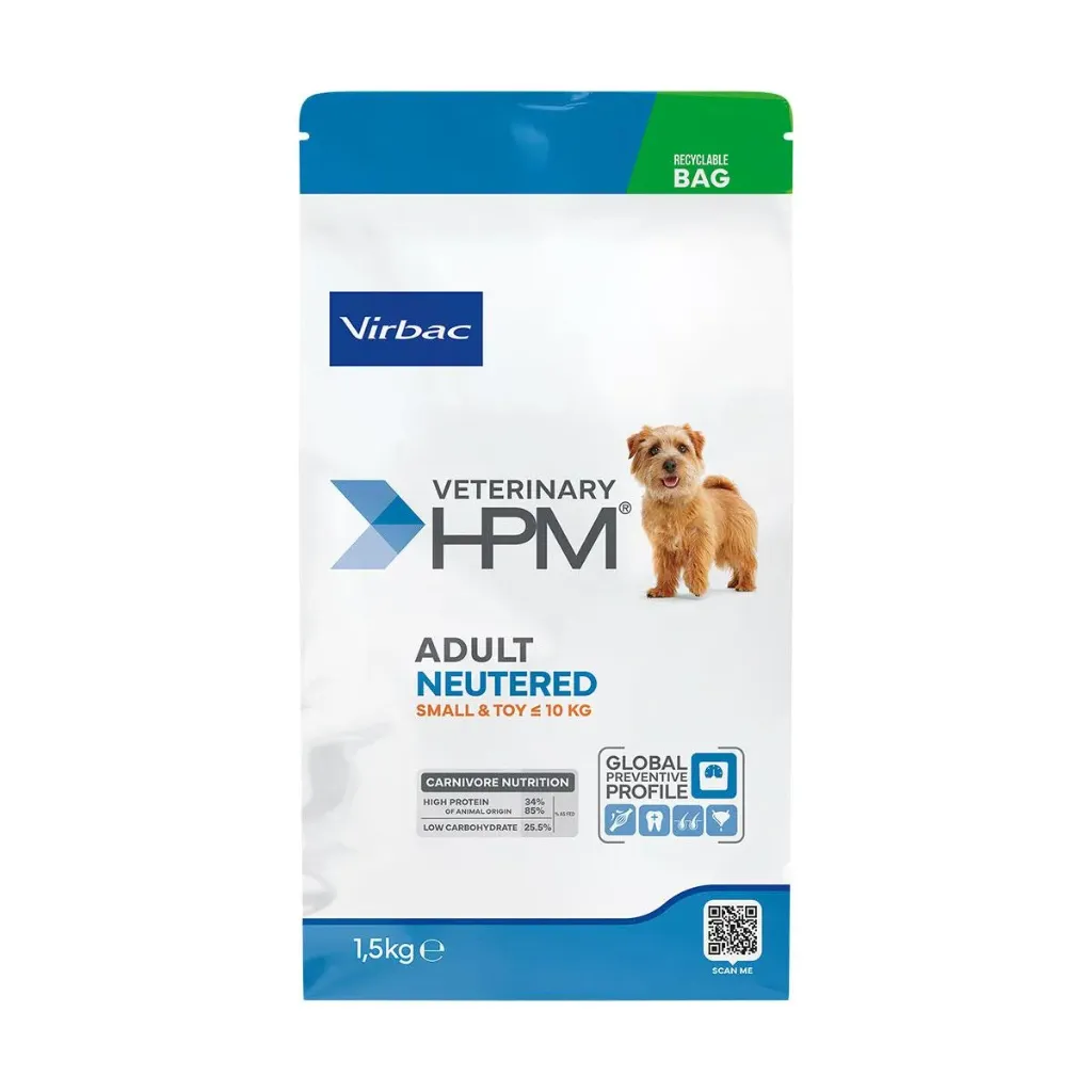 [32311] VIRBAC VETERINARY HPM Neutered Small & Toy Adult pour chien - sac de 1.5kg
