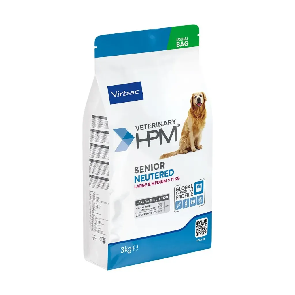 VIRBAC VETERINARY HPM Neutered Large & Medium Senior +6 ans pour chien - Sac de 3kg
