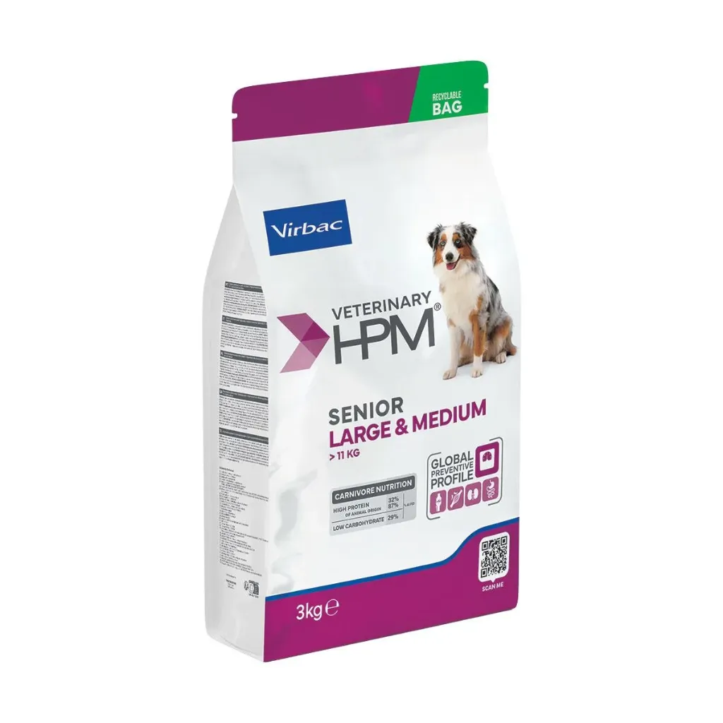 [32338] VIRBAC VETERINARY HPM Large & Medium Senior +6 ans pour chien - Sac de 3 kg