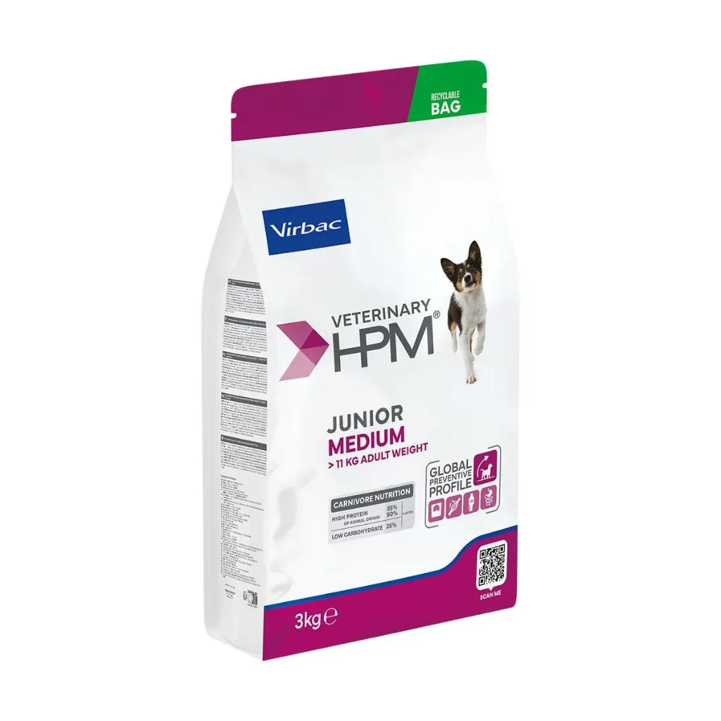 VIRBAC VETERINARY HPM Medium Junior 7 à 18 mois pour chien 3kg