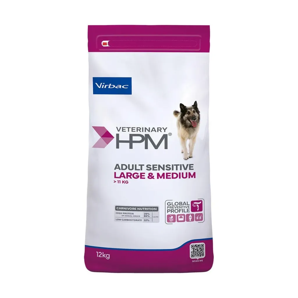 [VIRB-44] VIRBAC VETERINARY HPM Sensitive Large & Medium Adult pour chien - Sac de 12 kg