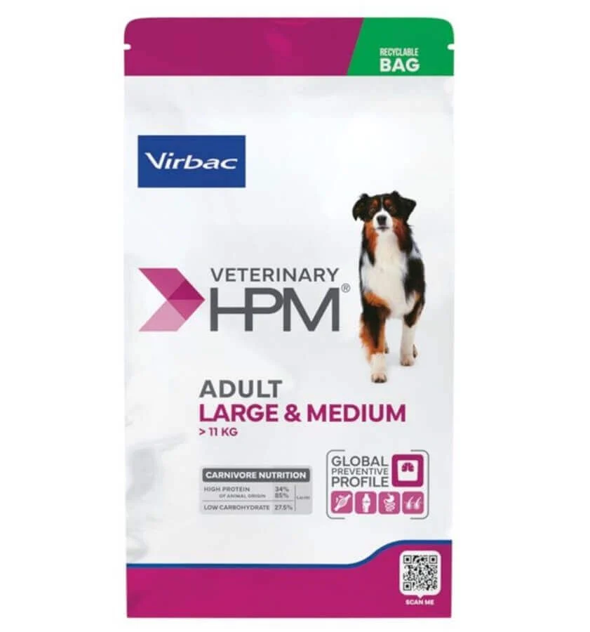 VIRBAC VETERINARY HPM Large & Medium Adult pour chien - Sac de 12kg