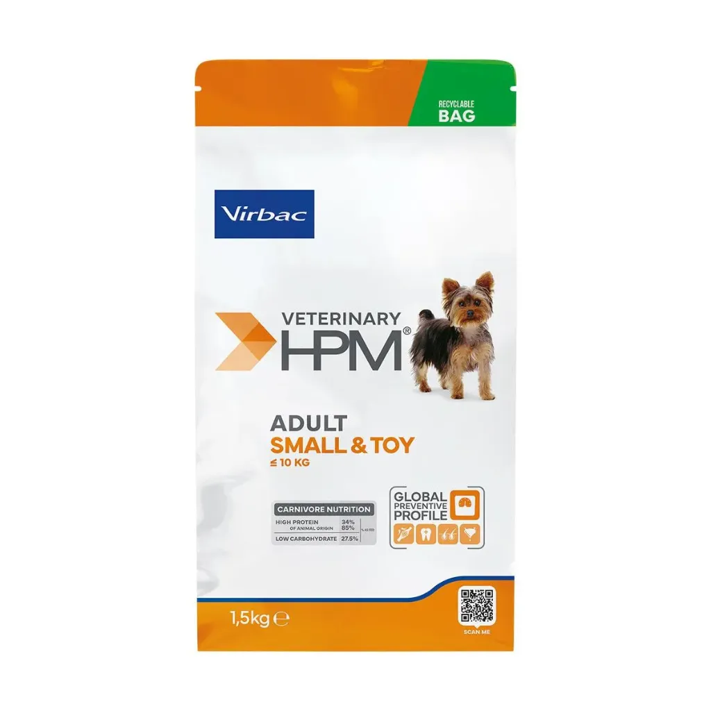 VIRBAC VETERINARY HPM croquettes pour chien adulte small / toy - Sac de 1.5kg