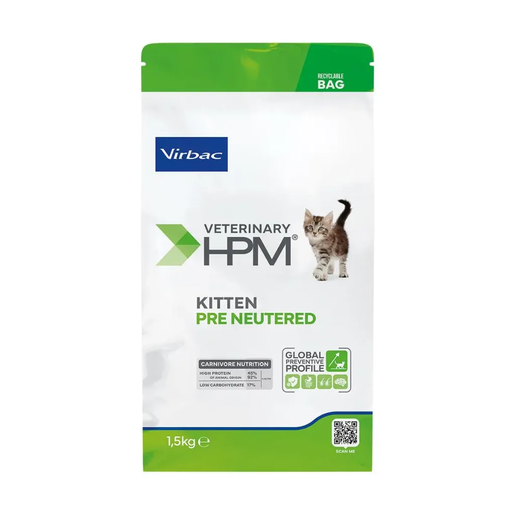 VIRBAC VETERINARY HPM Kitten Pre Neutered pour chat - Sac 1.5kg