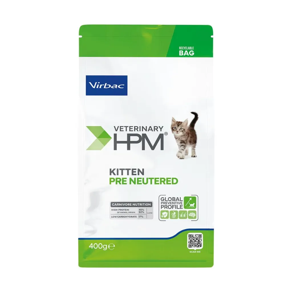 [VIRB-68] VIRBAC VETERINARY HPM Kitten Pre Neutered pour chat - Sac 400g