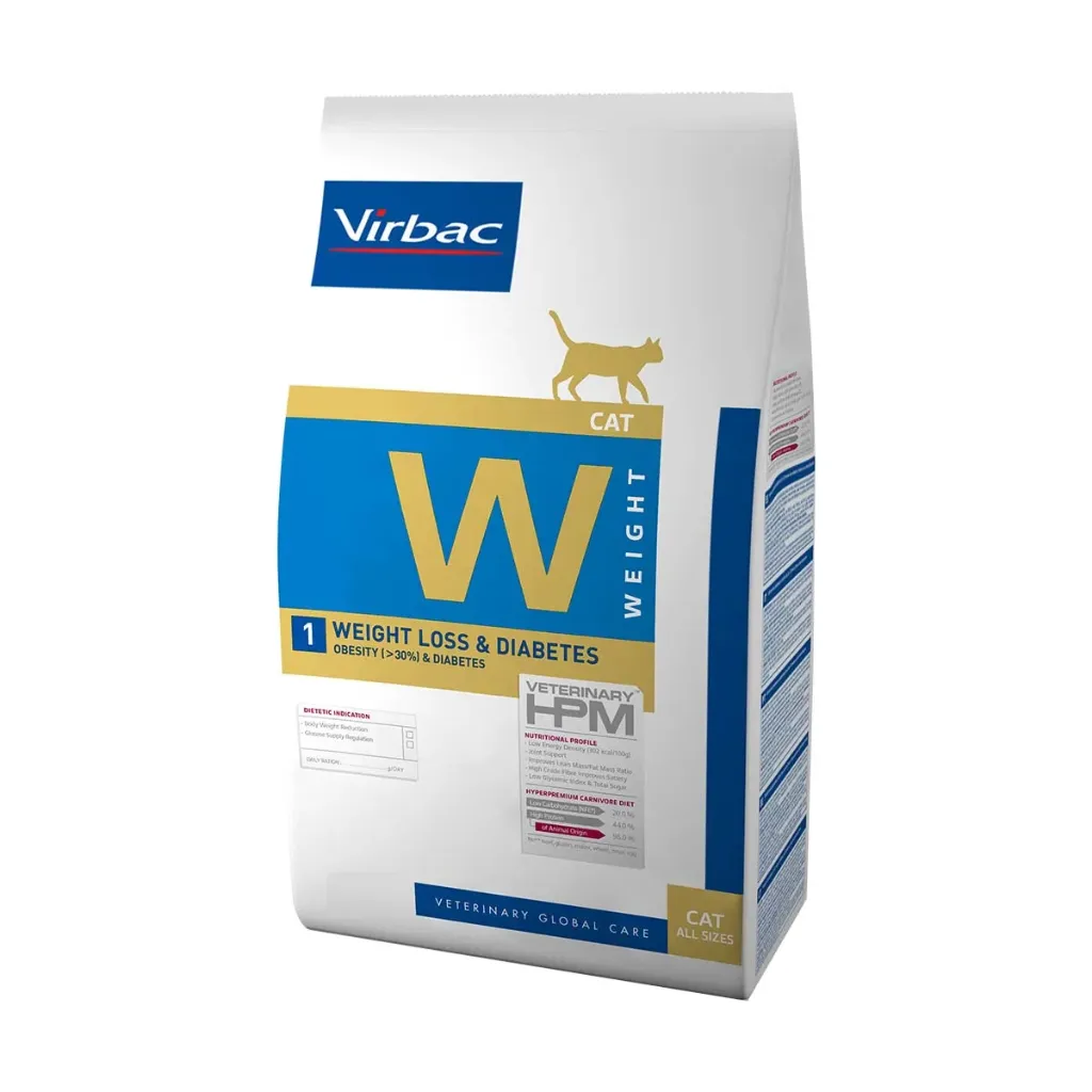 [83194] VIRBAC VETERINARY HPM W Weight 1 Weight Loss & Diabetes pour chat - Sac de 7 kg