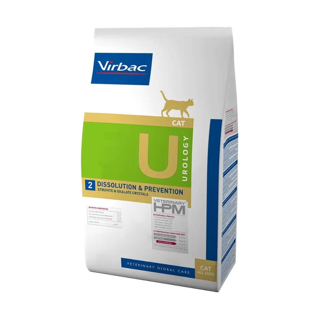 VIRBAC VETERINARY HPM U Urology 2 Dissolution & Prevention Struvite & Oxalate Crystals pour chat - Sac de 7 kg