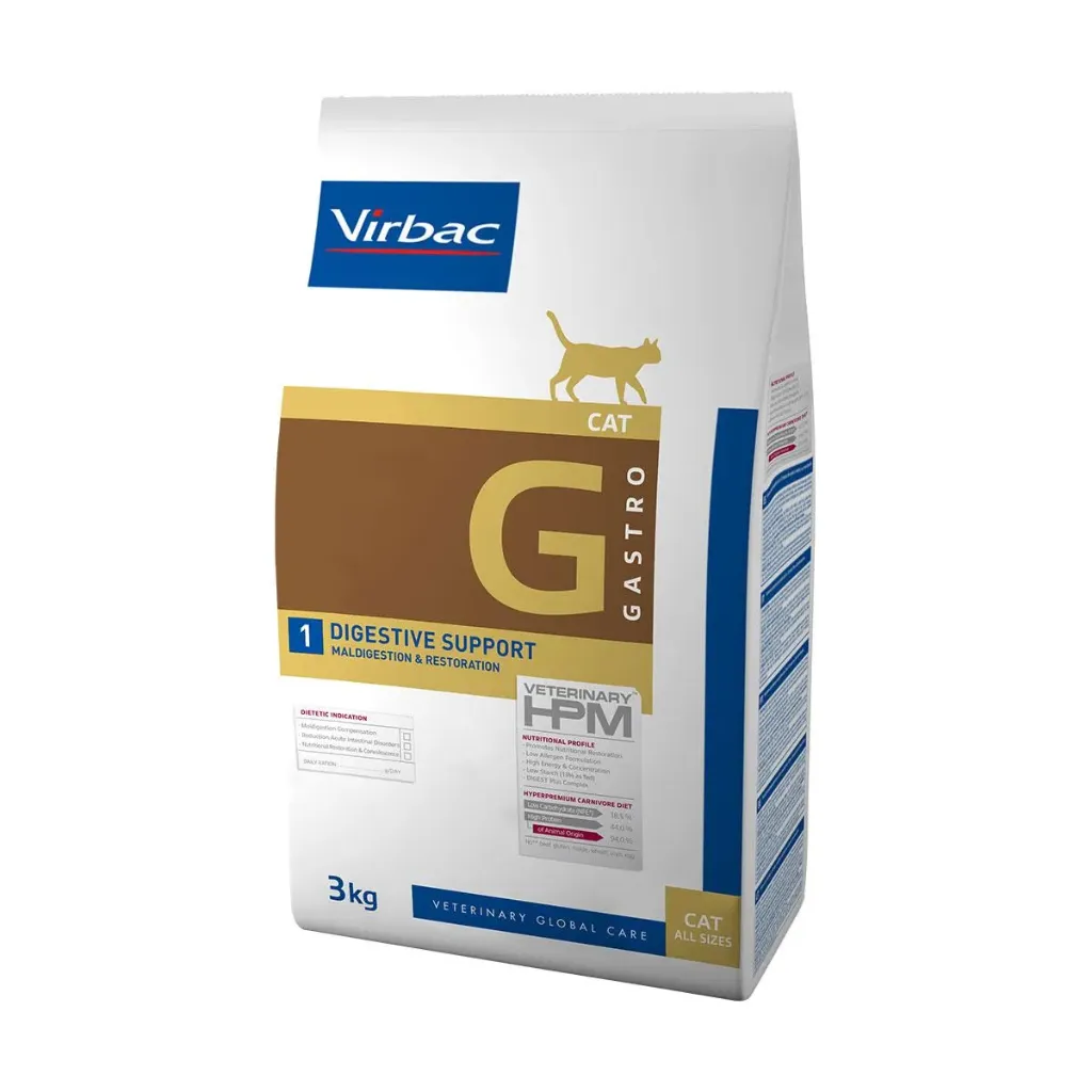[86303] VIRBAC VETERINARY HPM G Gastro 1 Digestive Support pour chat - Sac de 3 kg